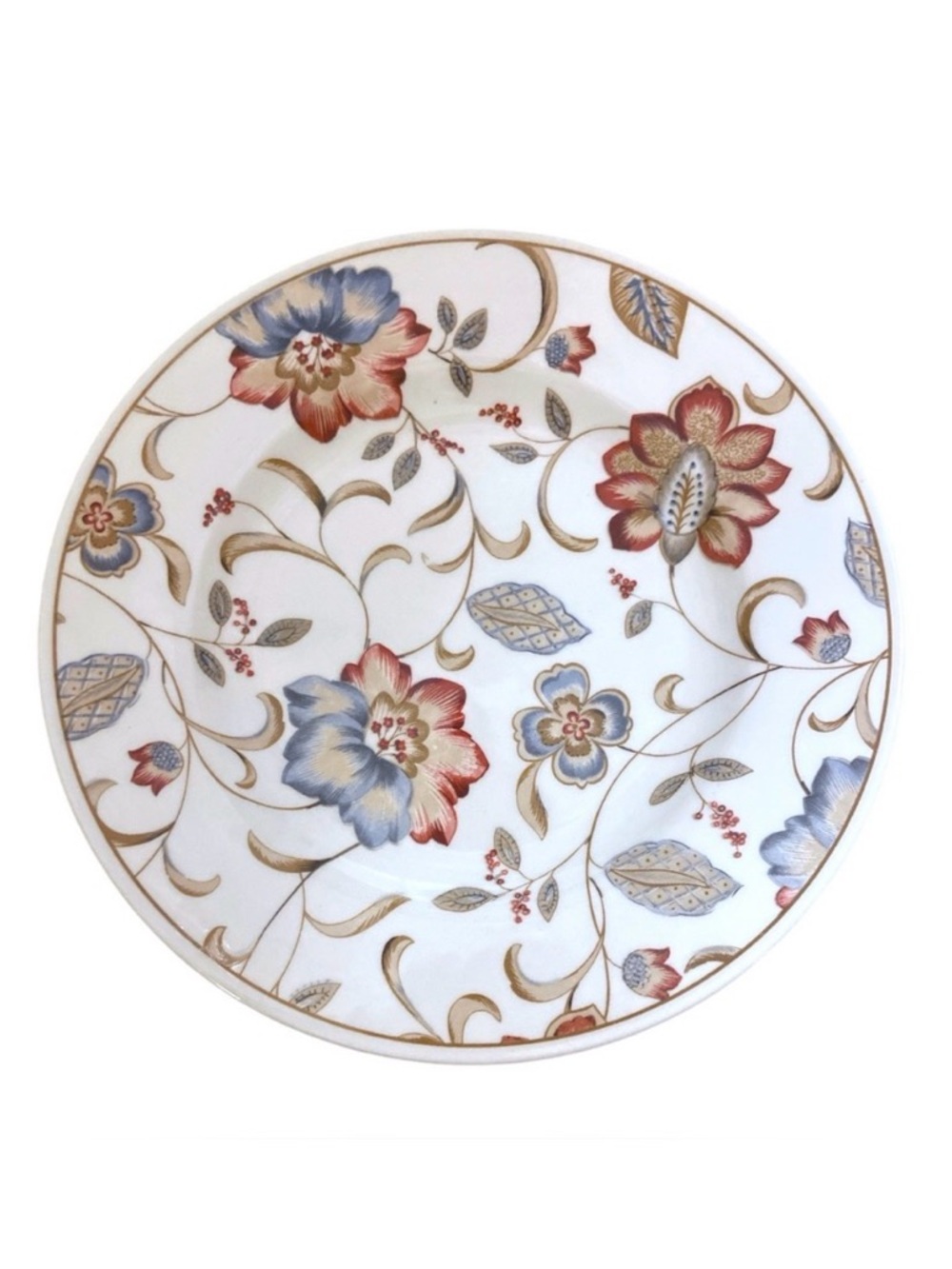 Queens Earthenware Floral‎ Salad Dessert Plates 8.5” Set of 4 Made in Colombia